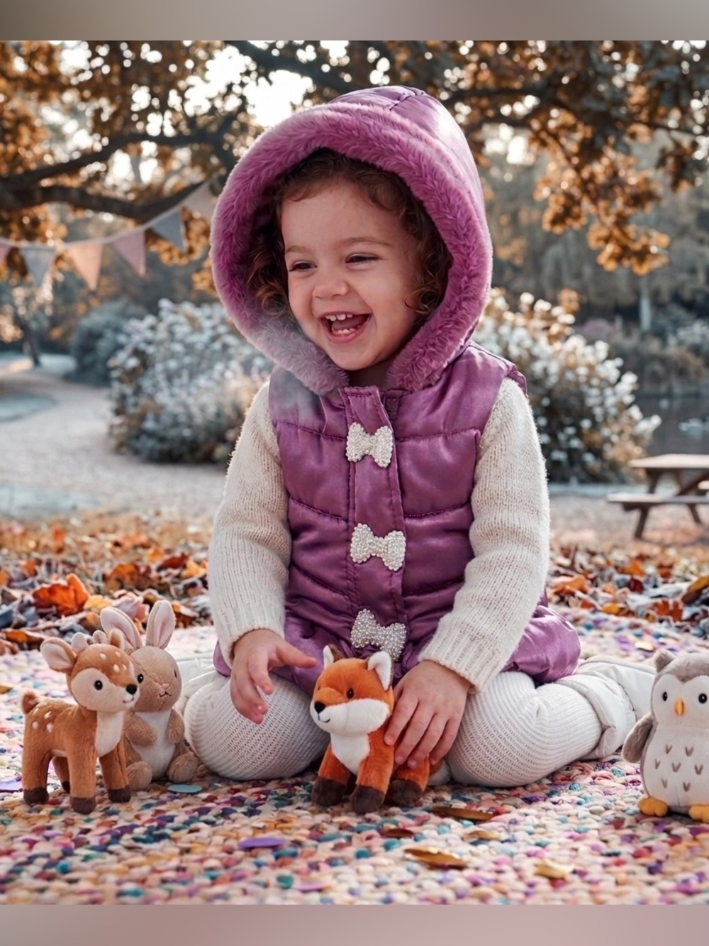 Little Lass Pink Hooded Vest with Bow Accents